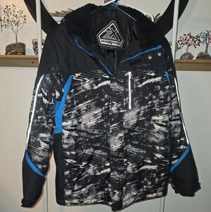 ZERO XPOSUR Black and Blue Patterned Winter Jacket XL 18/20